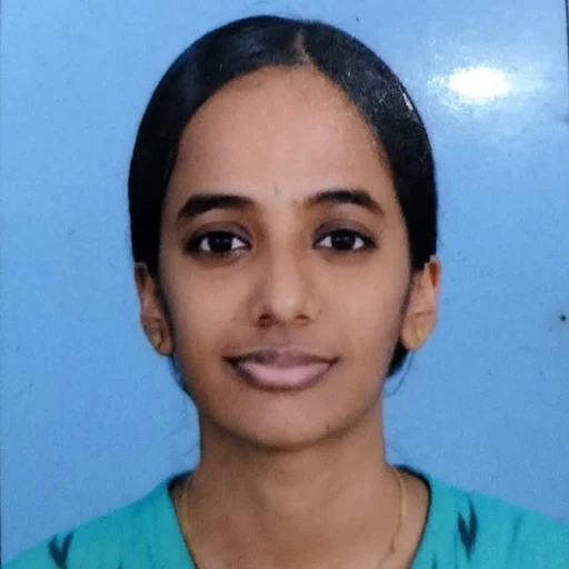 Harsha P, Harsha P is an enthusiastic chemistry teacher with basic knowledge of XRD, SEM, TEM, FTIR, and XPS. She has completed her BSc in Chemistry from NSS College Ottapalam and MSc in Chemistry from Vimala College Thrissur. She is currently pursuing a Bachelor's Degree in Education at NSS Training College Ottapalam. Harsha has completed a four-month internship as a teacher at GHSS East Ottapalam Palakkad. Harsha's area of interest includes Organic Chemistry, Inorganic Chemistry, Environmental and Green Chemistry, Physical Chemistry, Chromatography, QC, and QA. She has worked on projects such as Enhanced photocatalytic degradation of methylene blue dye by ZnO and CuO nanoparticle, and Preparations and characterization of Nutmeg shell bio filler and its properties evaluation in Natural rubber composite. During her projects, she has worked with machines such as Molding machine, Densimeter, Durometer, and Din abrader. Her strengths include being adaptive, self-disciplined, having excellent communication skills, quick decision-making ability, and being a team player.