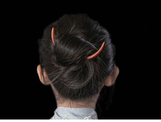 Title 2, Retro Style Peach Wood Hairpin for Updos, Minim...