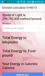 Einstein Calculator E=MC*2 - náhled