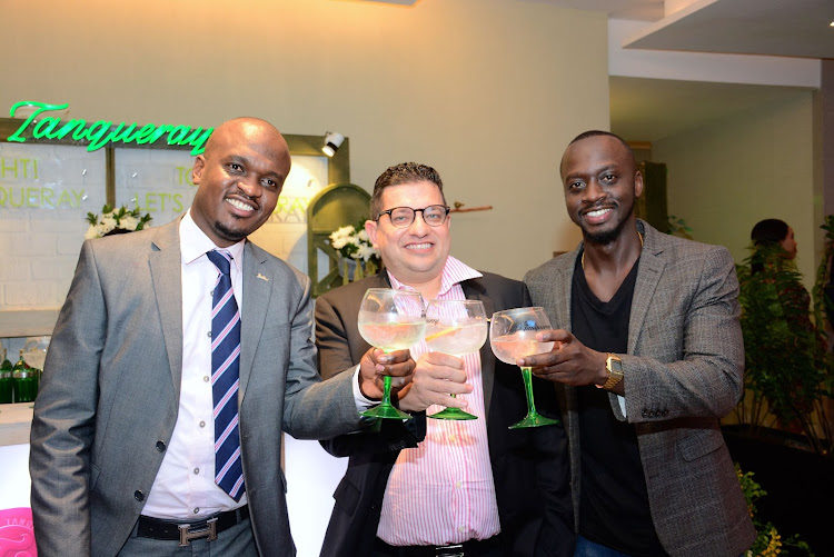 Radisson Blu Arboretum marketing manager Randy Ngala, Prime Bank head of business development Vijay Kantaria and EABL reserve accounts manager Antony Owich