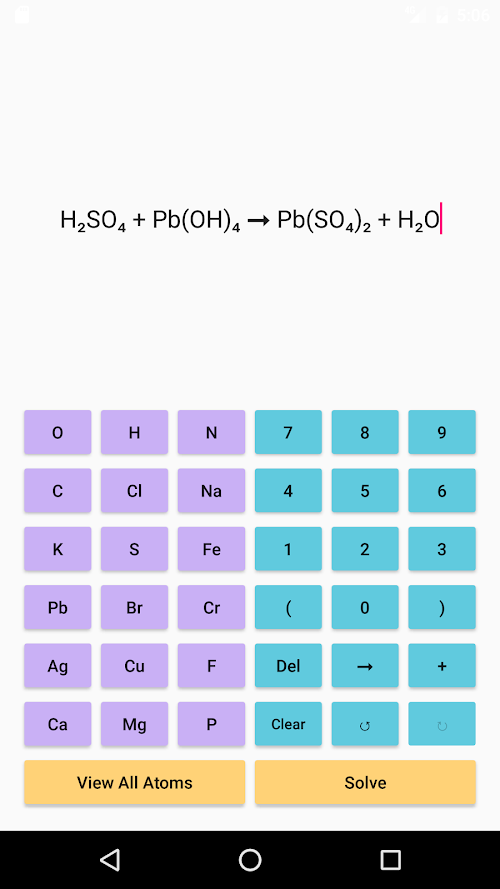 Android application Chemistry Balancer screenshort