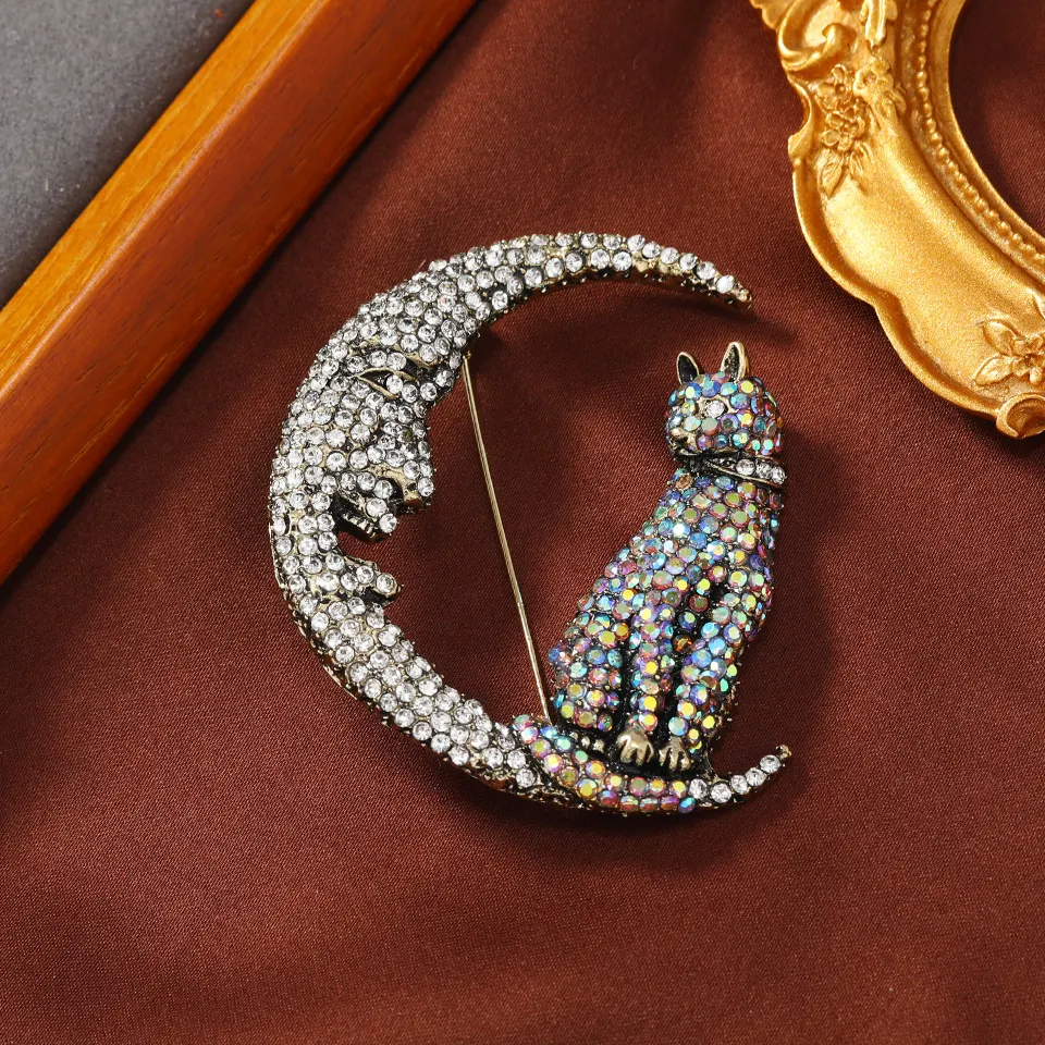 Title 3, Broche de lua retrô criativo com diamantes, ind...