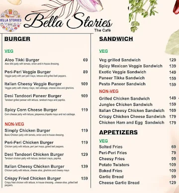 Bella Stories menu 