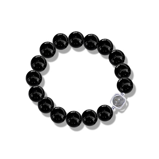 Title 6, S925 Silver Natural Moonlight Obsidian Bracelet...