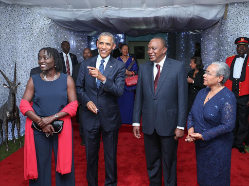 Auma Obama, President Barack Obama, President Uhuru Kenyatta and First Lady Margaret Kenyatta