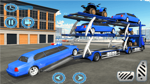 US Police limousine Car Quad Bike Transporter Game