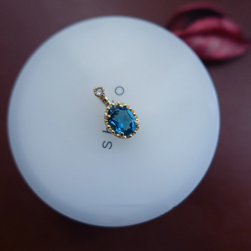 Title 4, Japanese Blue Topaz Inlaid Pendant Necklace Pla...