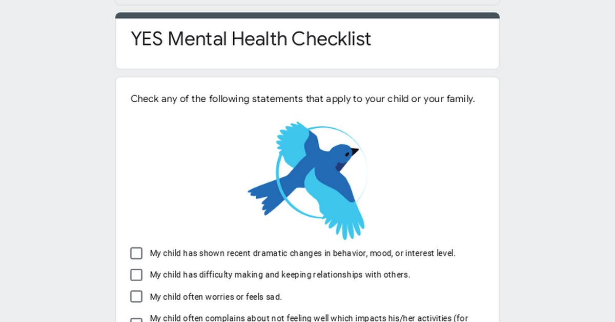 YES! Mental Health Checklist