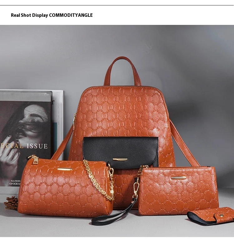 Women's Diagonal Cross Double Shoulder Bag, Large Capacity, Four Piece Chain Set, Mother's Bag, Practical and Stylish