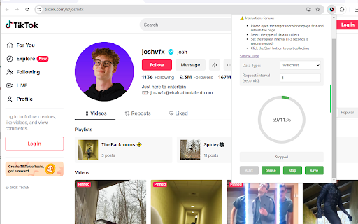 TikTok followers export to CSV tool