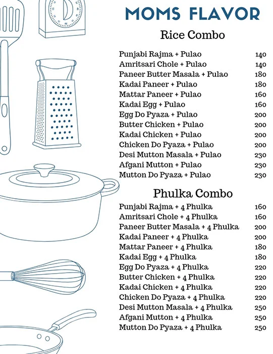 Moms Flavor menu 