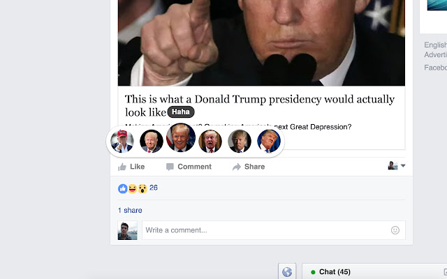 Trump Reactions chrome extension