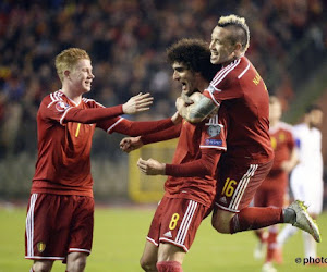 Belgische fans in Jeruzalem worden gek na de 0-1 van Fellaini!