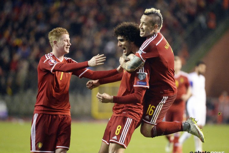 Belgische fans in Jeruzalem worden gek na de 0-1 van Fellaini!