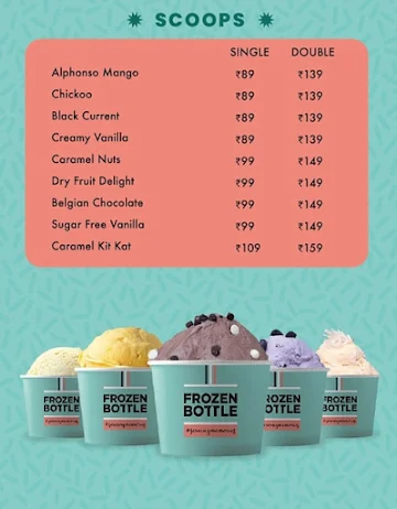 Frozen Bottle - Milkshakes, Desserts And Ice Cream menu 