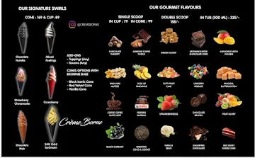 Cremeborne - Ice Creams and Desserts menu 