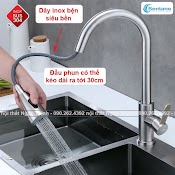 Vòi Rửa Chén Bát Nóng Lạnh Có Dây Kéo Rút Tiện Lợi Chất Liệu Inox Sus304 Xoay 360 Độ Tặng Kèm Cặp Dây Cấp Nóng Lạnh