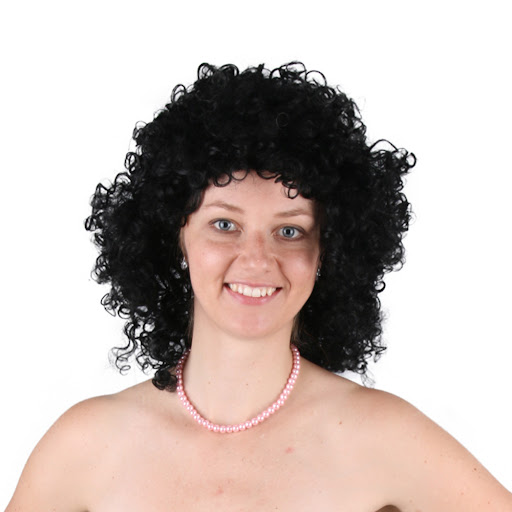 Title 2, Black Medium to Long Curly Wig, European and Am...