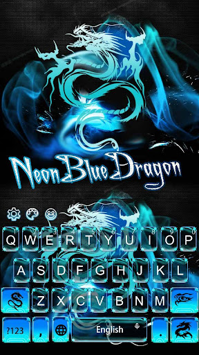 Neon Blue Dragon Keyboard