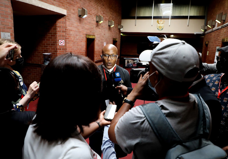 Mzwanele Manyi addresses media in the Pietermaritzburg high court after judge Piet Koen refused former president Jacob Zuma leave to appeal in the Supreme Court of Appeal