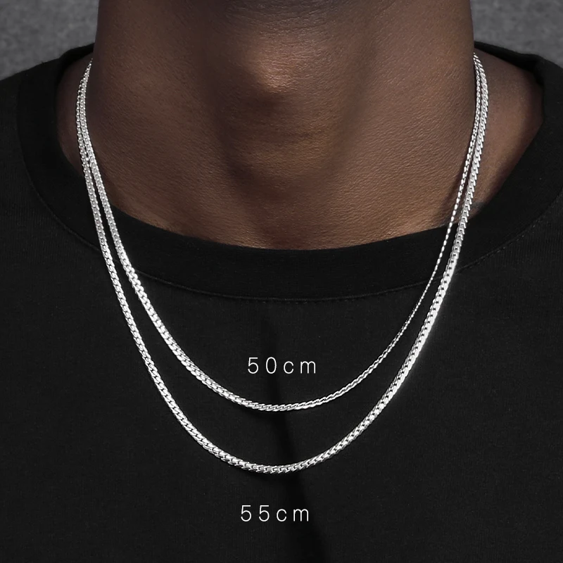 Sterling zilver witgoud vergulde versleutelde Cubaanse ketting voor heren. Draag stijlvol jouw geheimen.