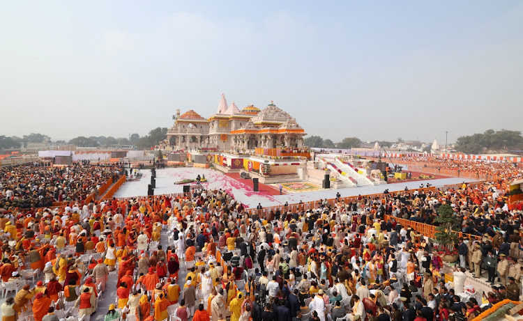 A view during the opening of the grand temple of the Hindu god Lord Ram in Ayodhya, India, January 22, 2024.