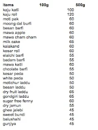 New Gangour Sweets menu 1