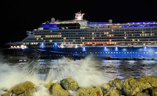 celebrity-equinox-docked-in-curacao-at-night.jpg - Celebrity Equinox docked in Willemstad, Curacao, at night. 