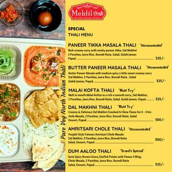 Mehfil Thali menu 