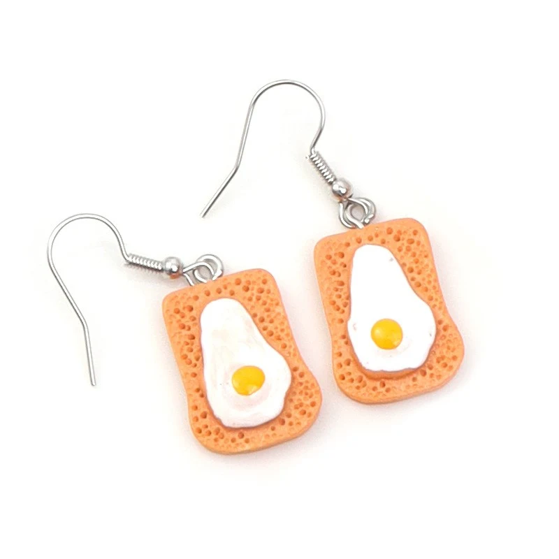 Boucles d'oreilles Van personnalisées, petit ornement de simulation de tarte aux œufs, s'accorde avec tout, accessoires uniques et adorables.
