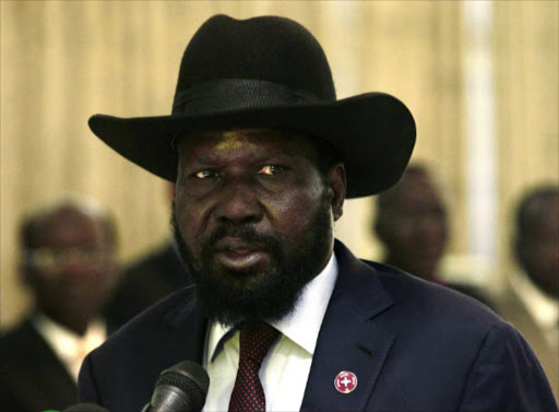 South Sudan President Salva Kiir speaks during a joint news conference with his Sudanese counterpart Omar al-Bashir on November 4, 2014. Photo/REUTERS