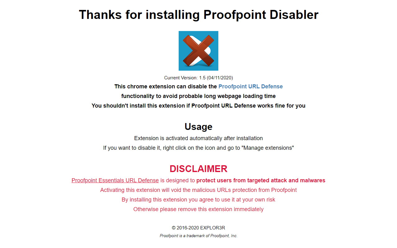 Proofpoint Disabler Preview image 3