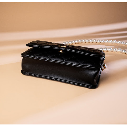 Title 12, Leather Small Fragrance Style Diamond Chain Bag...