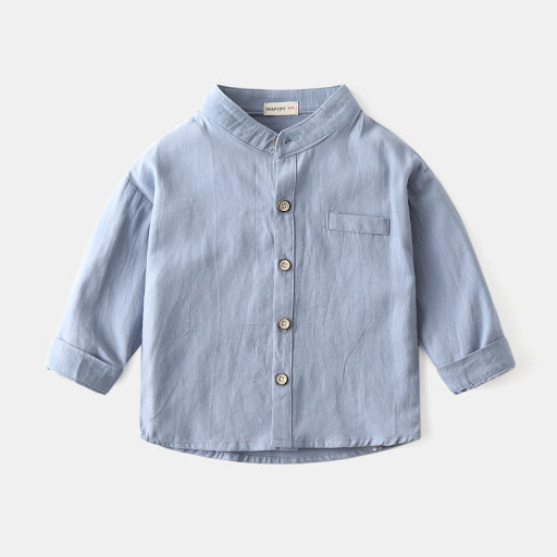 Title 3, Boys stand collar solid color shirt, a versati...