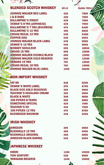 Soca - Brew Lounge menu 