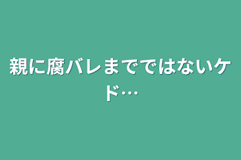 親に腐バレまでではないケド…