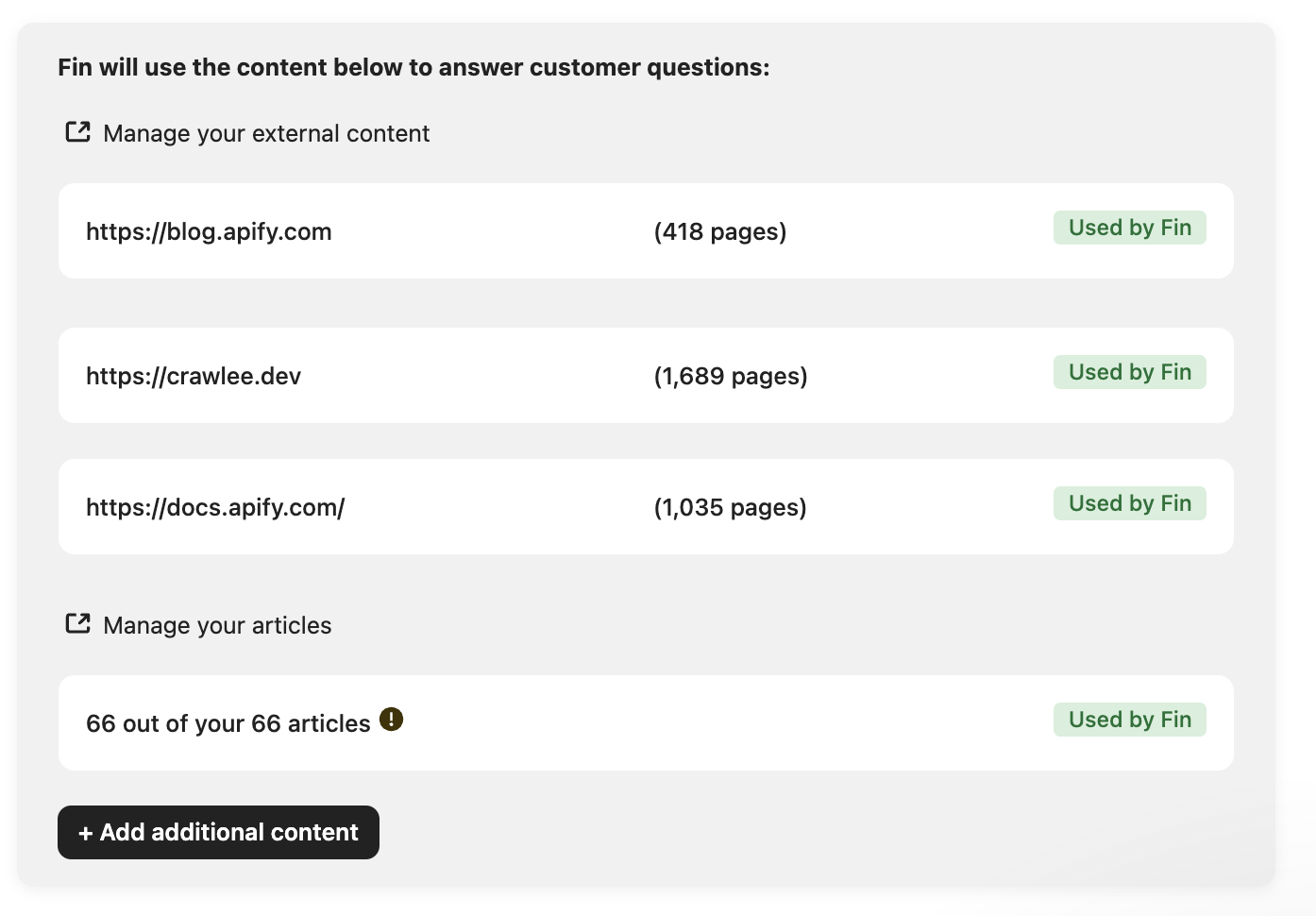 Screenshot showing how AI chatbot Fin is easy to set up for any website