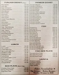 Hotel Chanderi menu 1