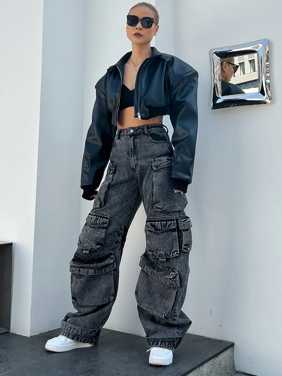 Title 3, Pantalon cargo multi-poches couleur unie avec c...