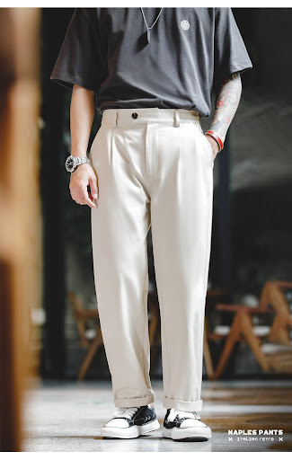 Title 6, Vintage Naples Trousers Design Sense Straight C...