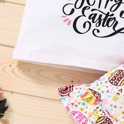 Title 3, Girls Rabbit Print Letter Flying Sleeve Skirt ...