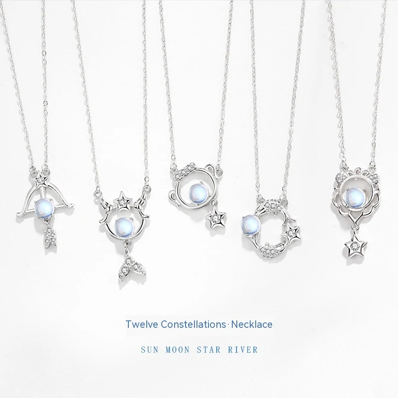 Collier 12 Constellations Argent Sterling 925 pour Femme Design spécial Luxe léger Bijou raffiné et élégant.
