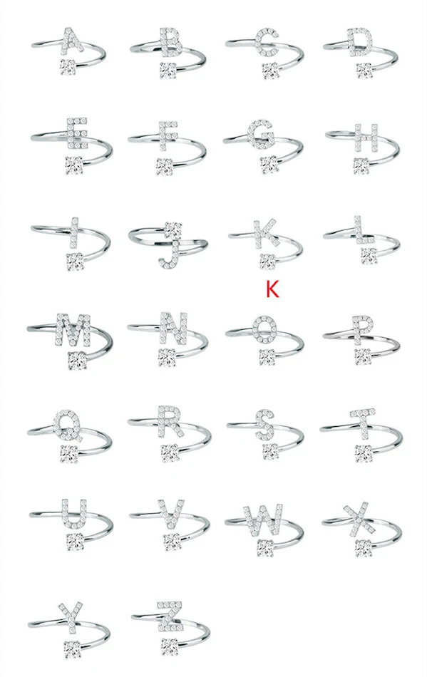 Anillo de Letras Chic para Mujer Ajustable Personalizado Simple Moda Joyería Regalo Elegante Accesorio.