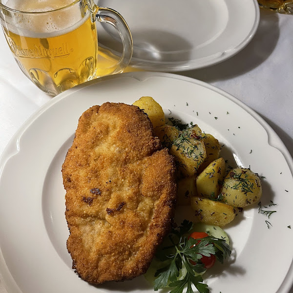 Schnitzel, Potatoes and gluten free beer