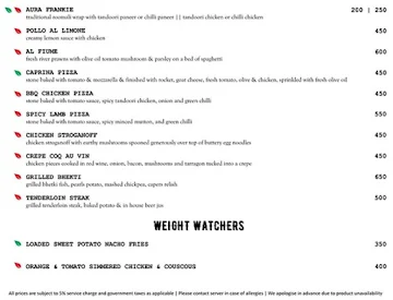 Aura - Sky Bar & Brewhouse menu 