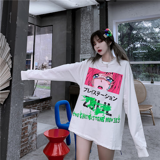 Title 8, Casual hip-hop trend loose print long-sleeved c...