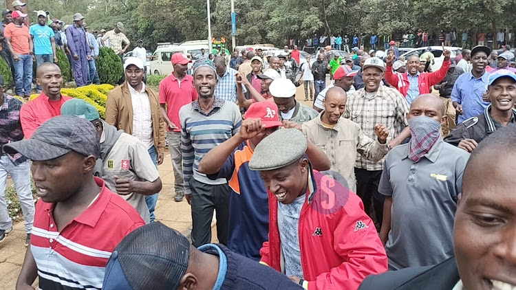 Former Mungiki leader Maina Njenga supporters camp outside DCI on May 25, 2023.