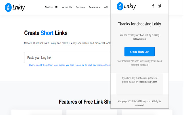URL Shortener - Lnkiy.com chrome extension