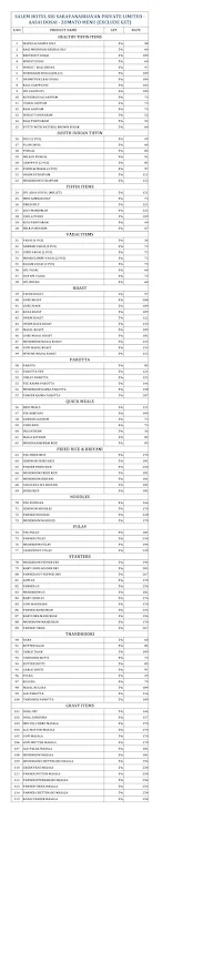 Sri Saravana Bhavan Aasai Dosai menu 1