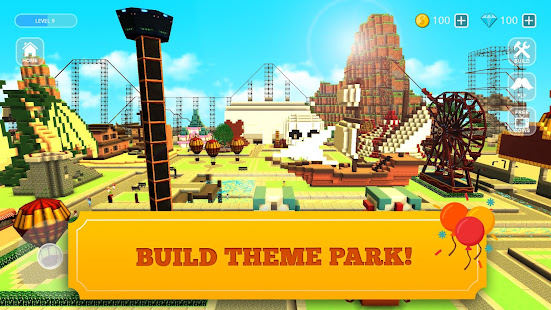 Roller Coaster Craft Blocky Building Rct Games Apps On Google Play - theme park tycoon crazy rides roblox youtube